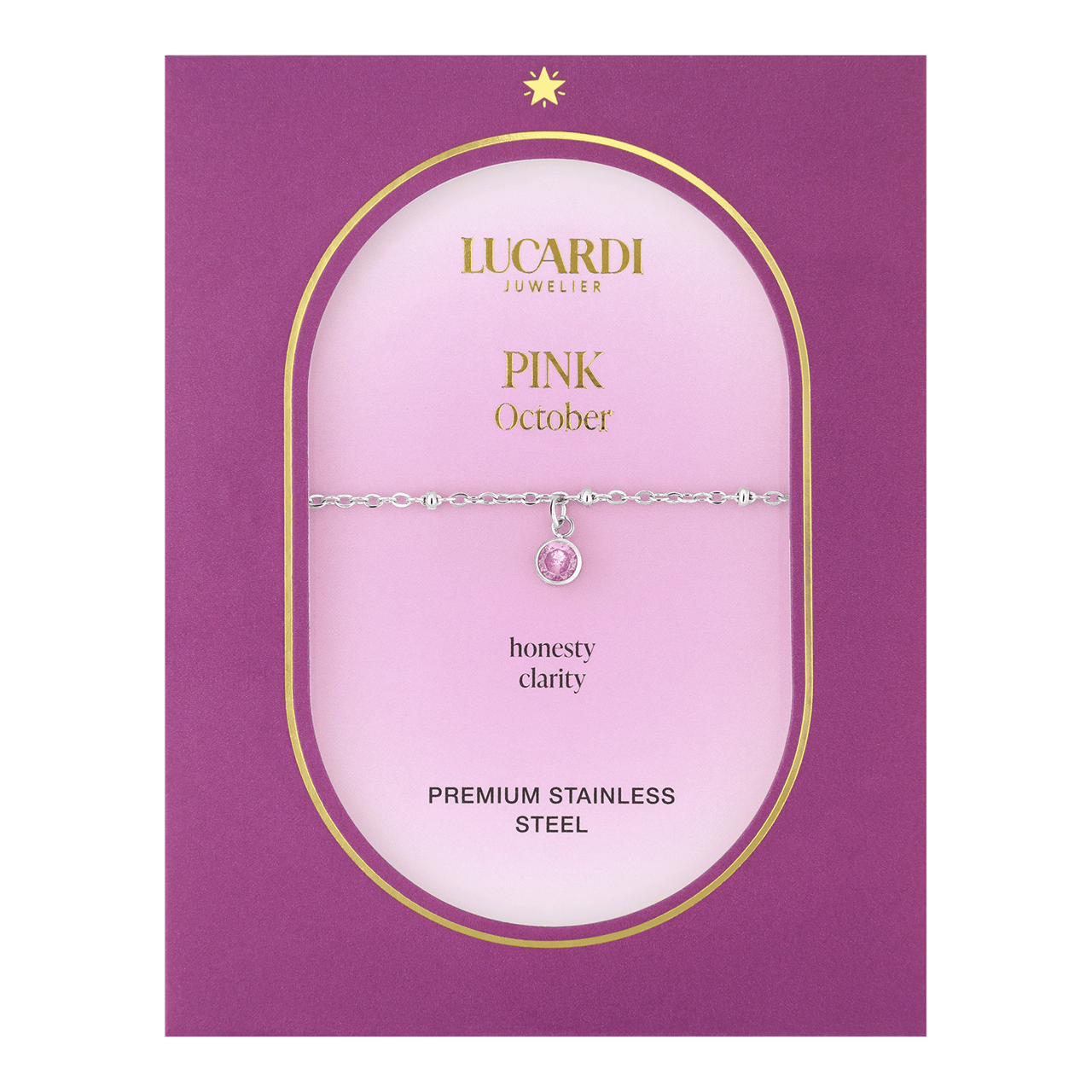 Stainless steel armband geboortesteen oktober