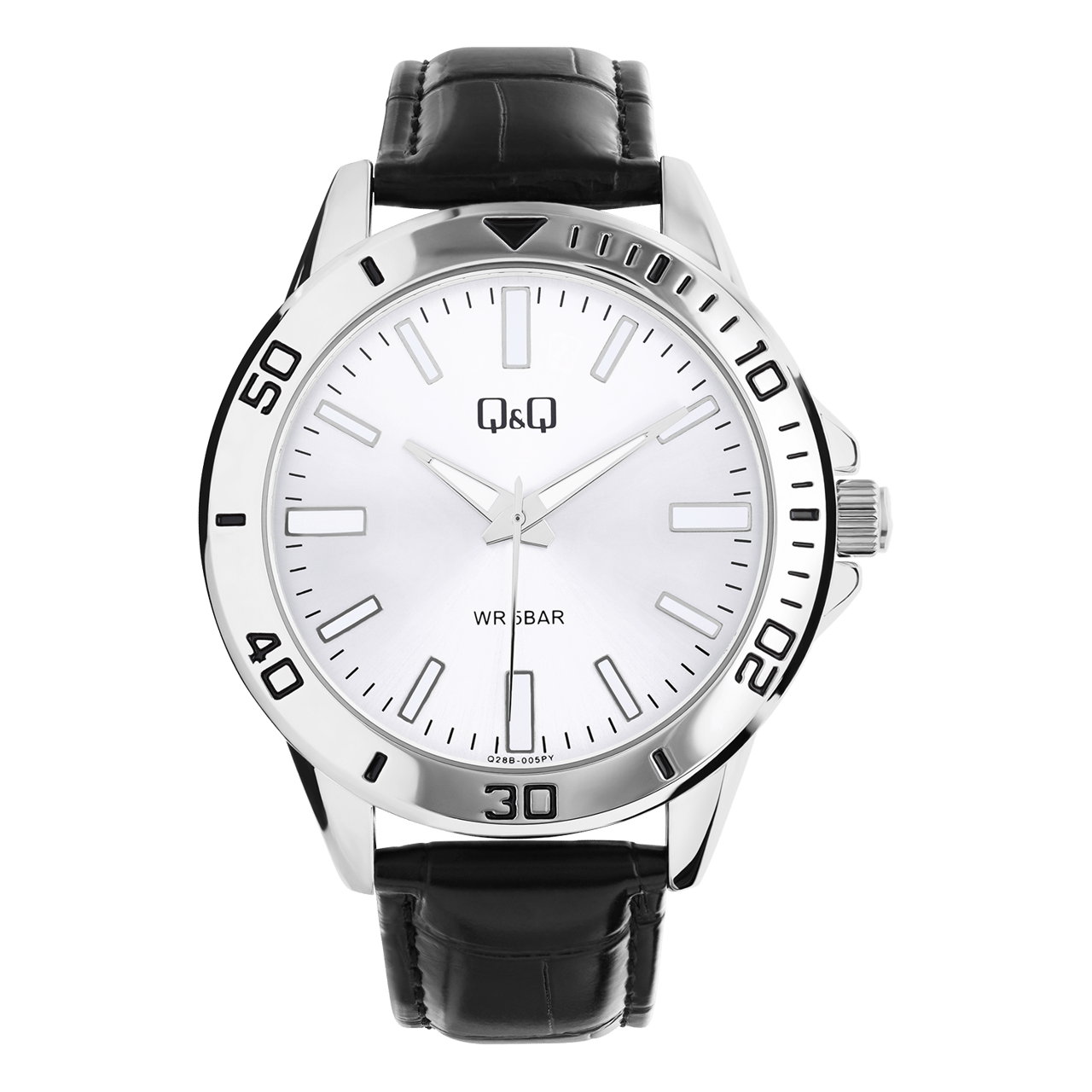 Q & Q Heren Horloge Zwart PU leer