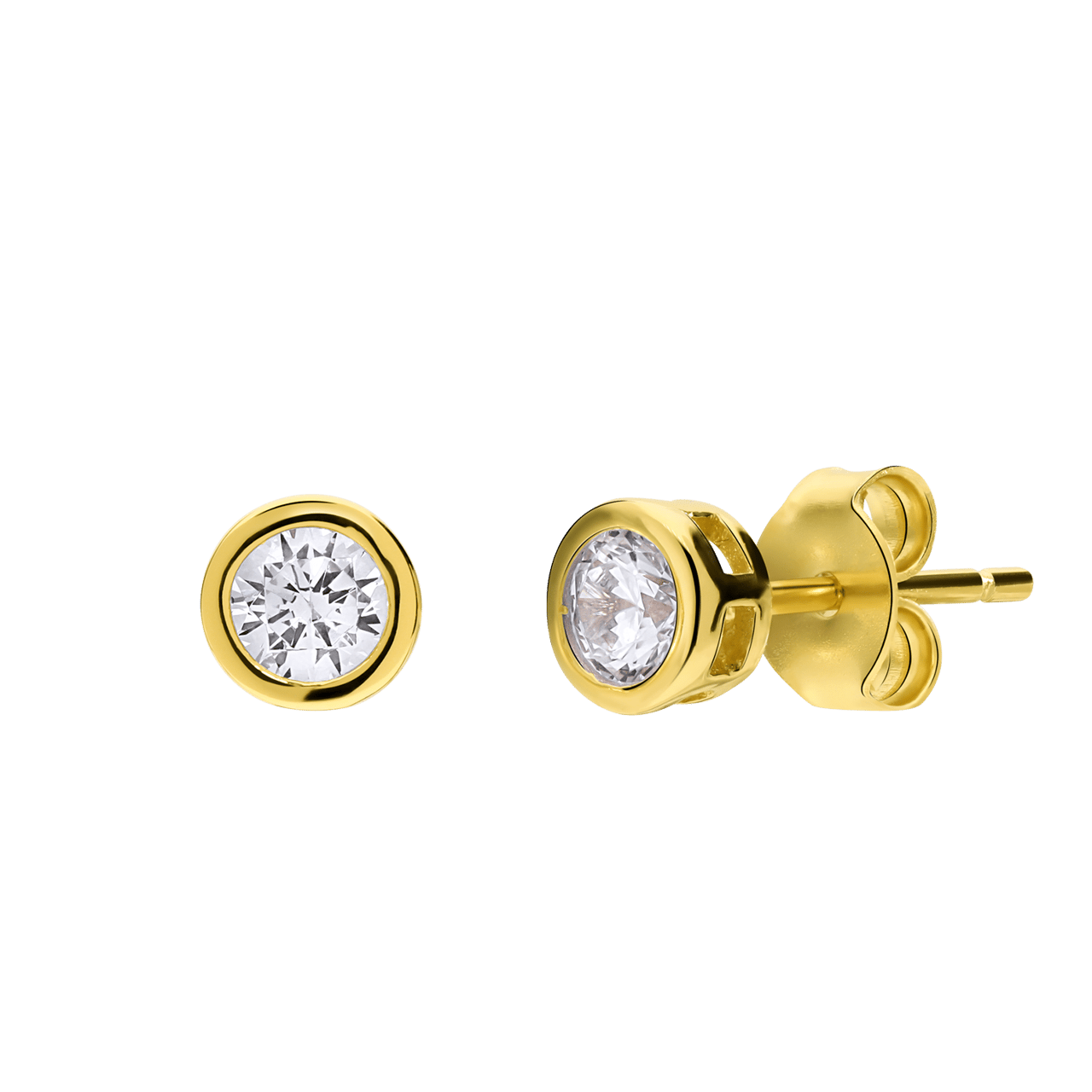Zilveren goldplated oorknoppen 4 mm voor dames