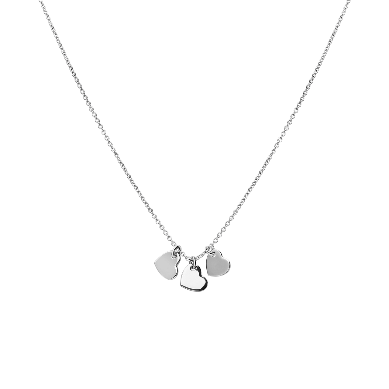 Zilveren ketting met hanger hartjes voor dames