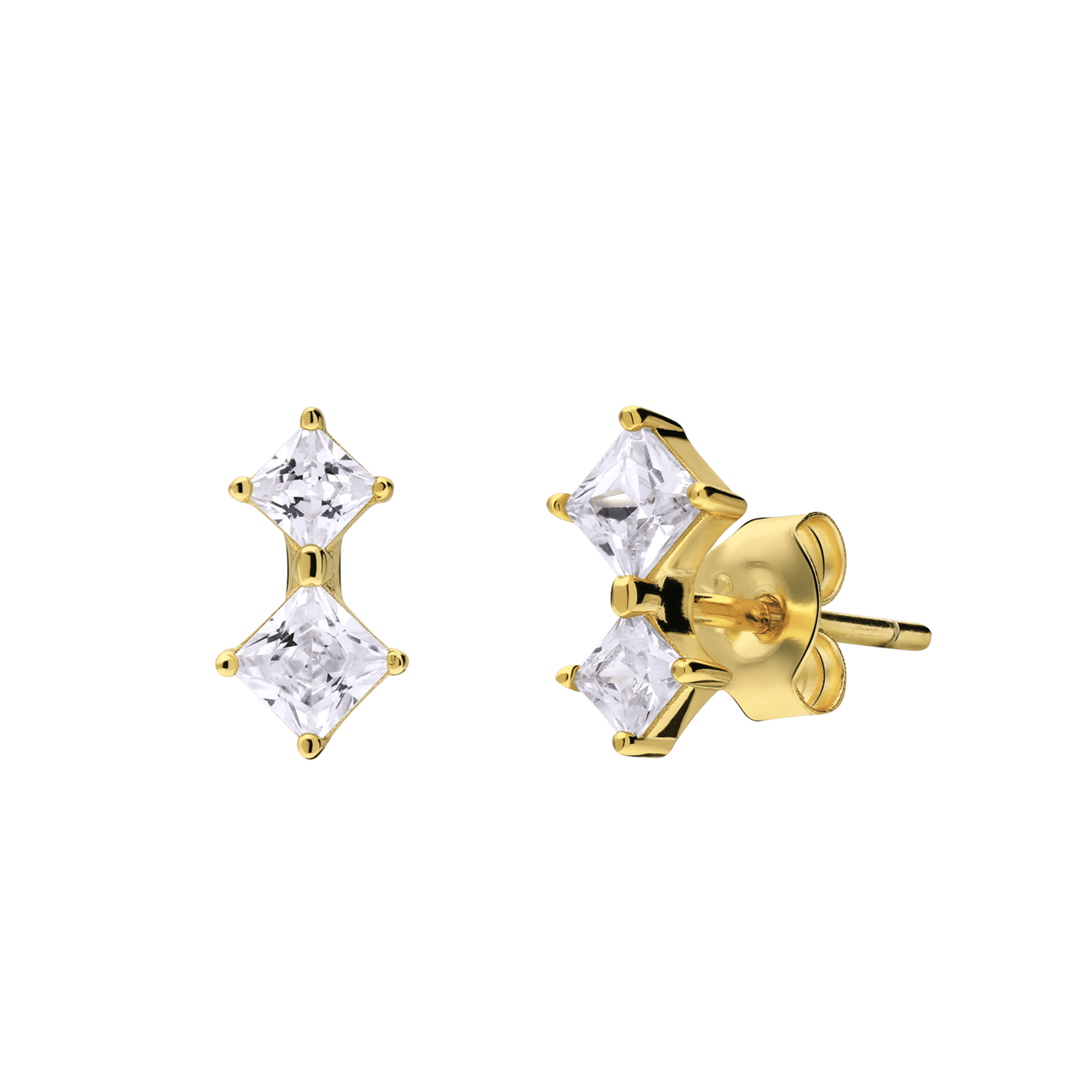 Zilveren goldplated oorknoppen met zirkonia voor dames