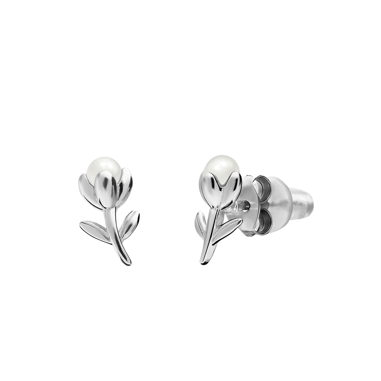 Ohrstecker aus 925er Silber, Rose, Perle