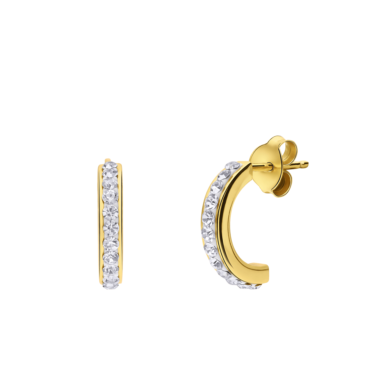 Zilveren goldplated oorknoppen met kristal voor dames