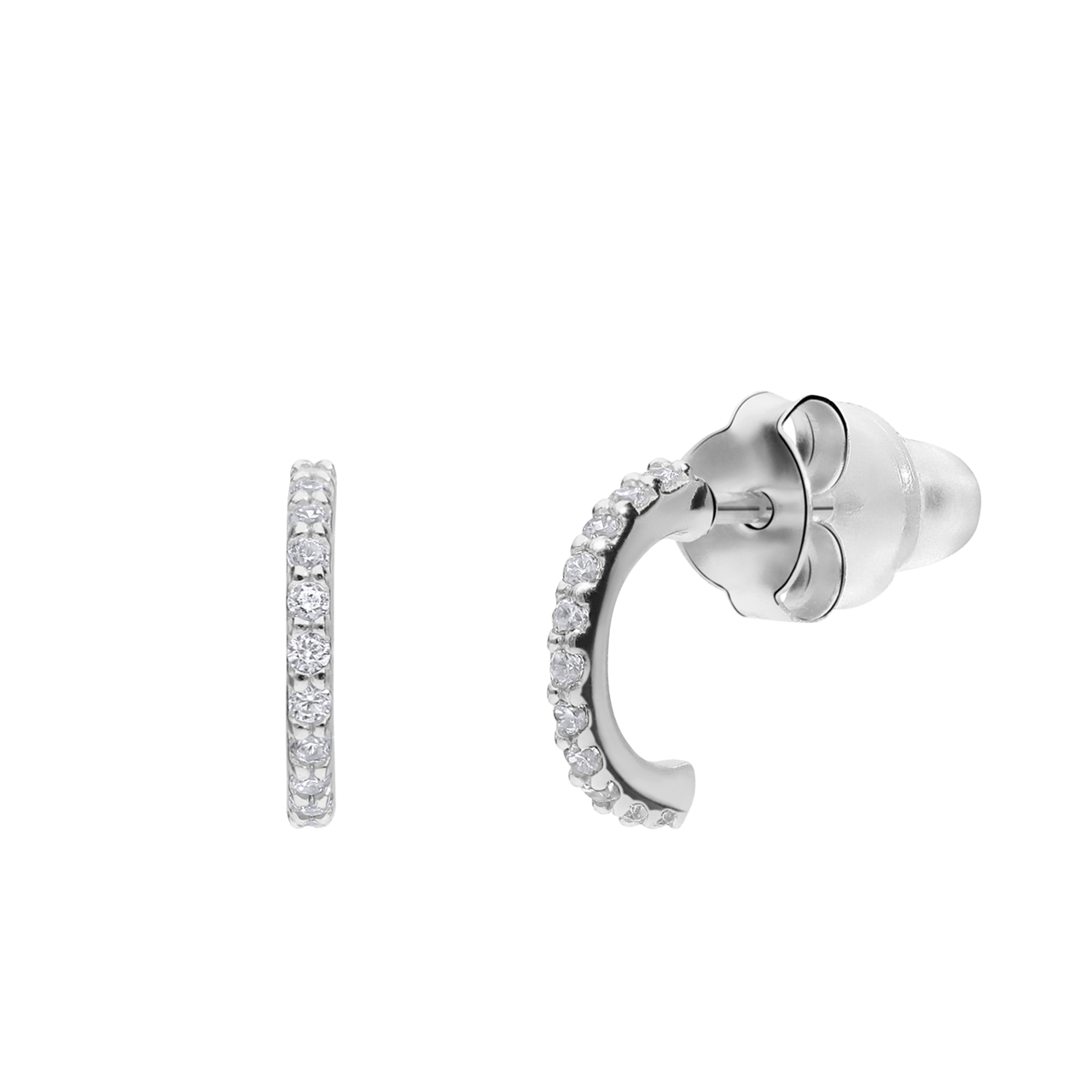 Halbe Ohrringe aus 925er Silber, Zirkonia