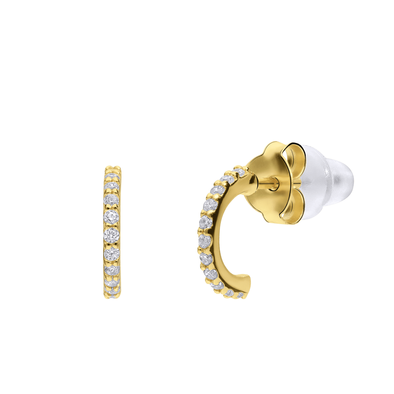 Zilveren goldplated oorknoppen met zirkonia voor dames