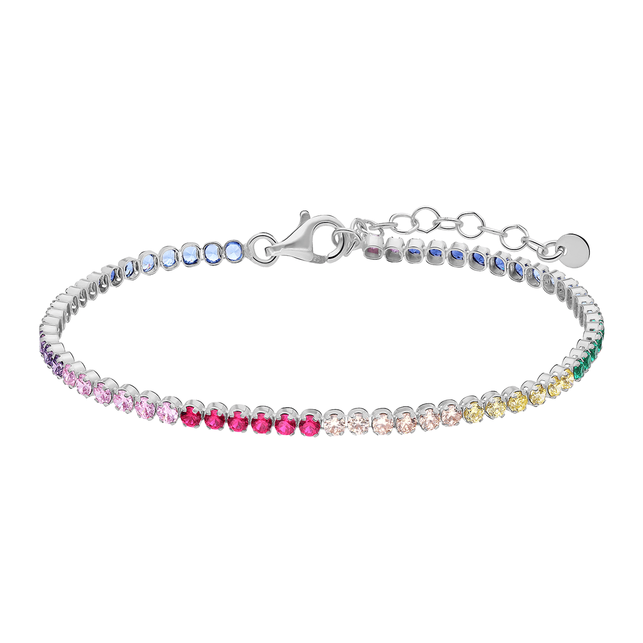 Zilveren tennisarmband zirkonia multi