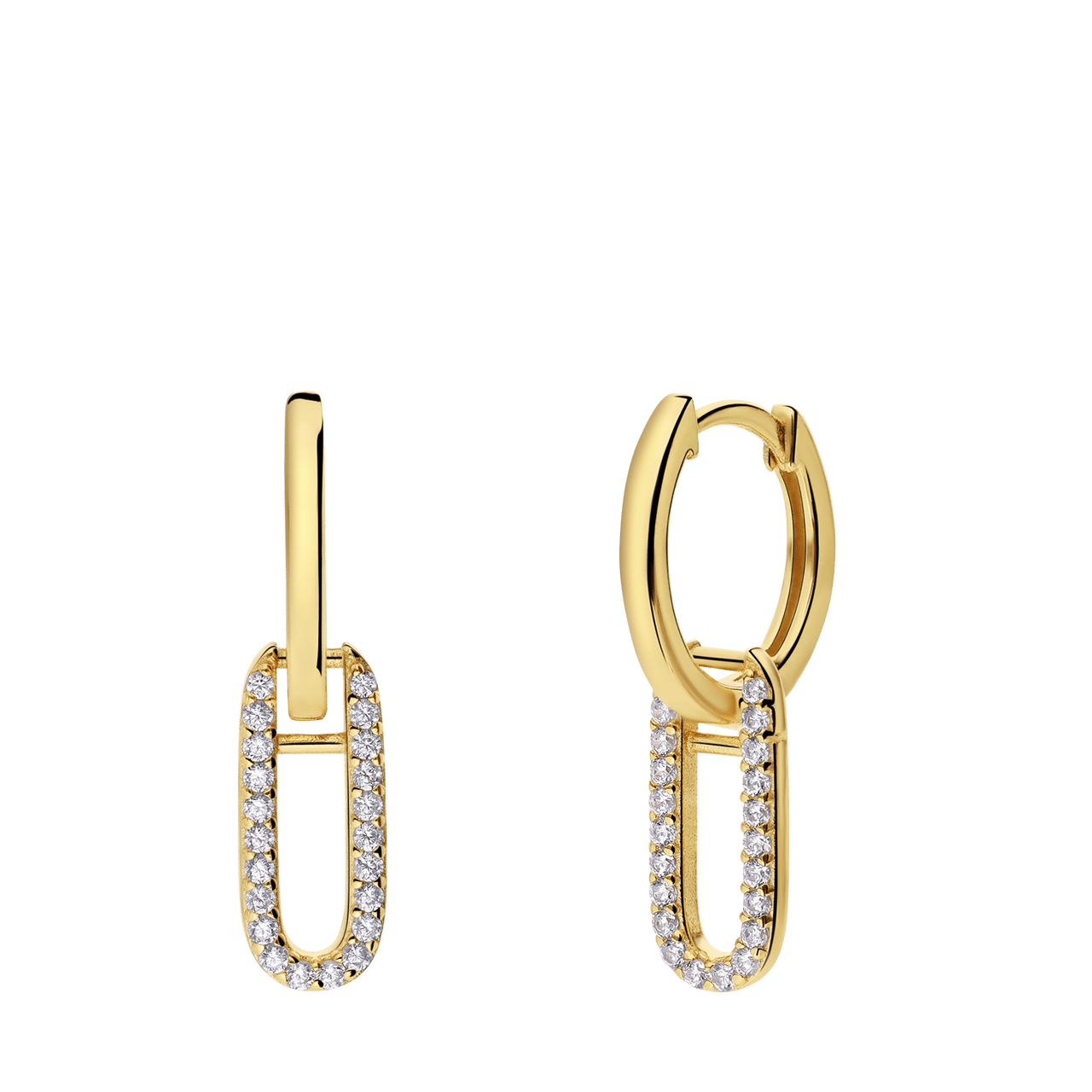 Zilveren goldplated oorringen met hanger met zirkonia voor dames