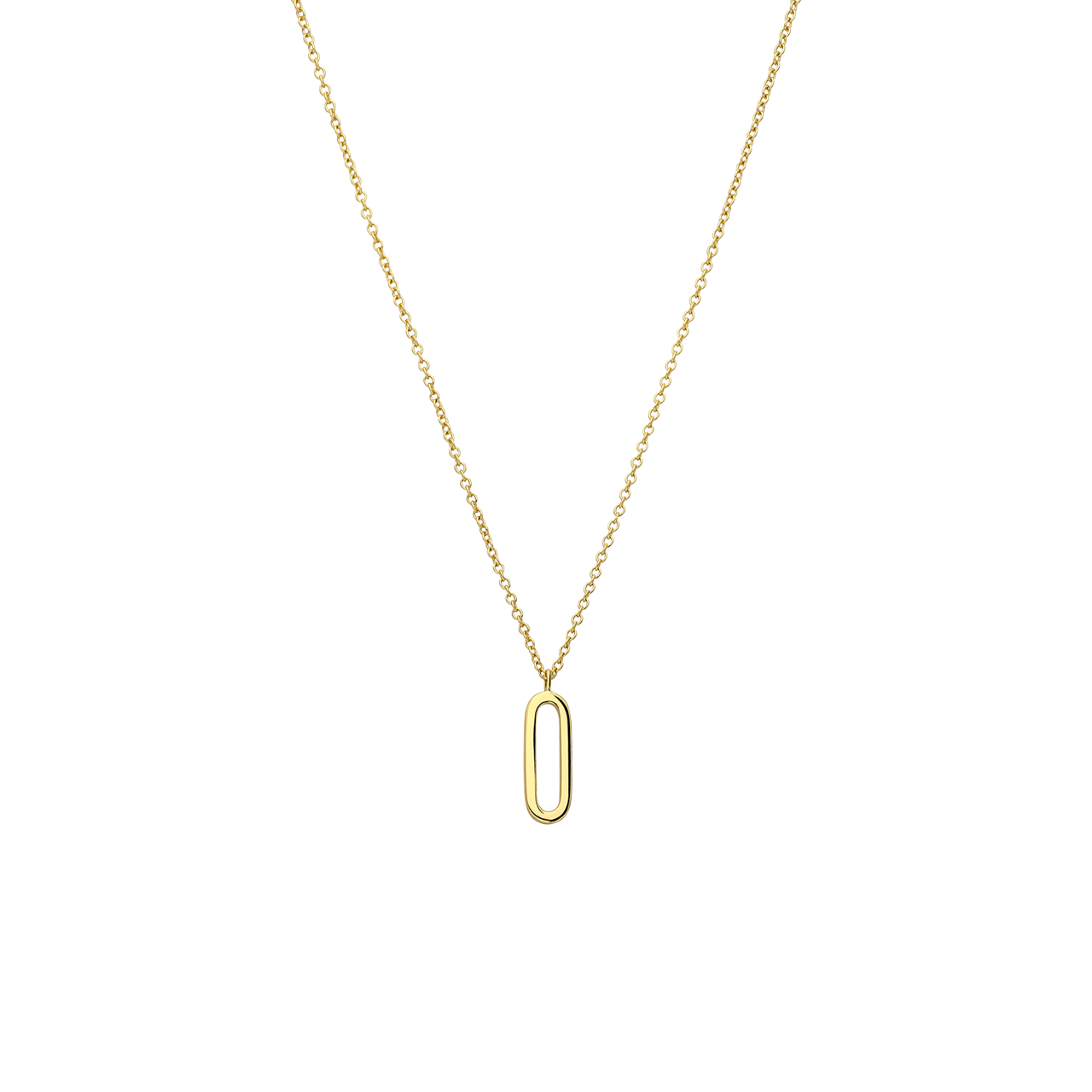 Zilveren goldplated ketting met hanger ovaal