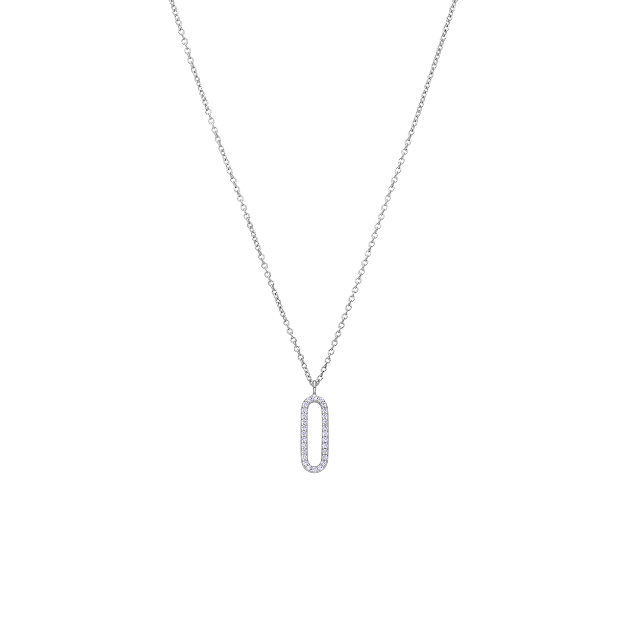 Halskette aus 925er Silber mit ovalem Anhänger, Zirkonia