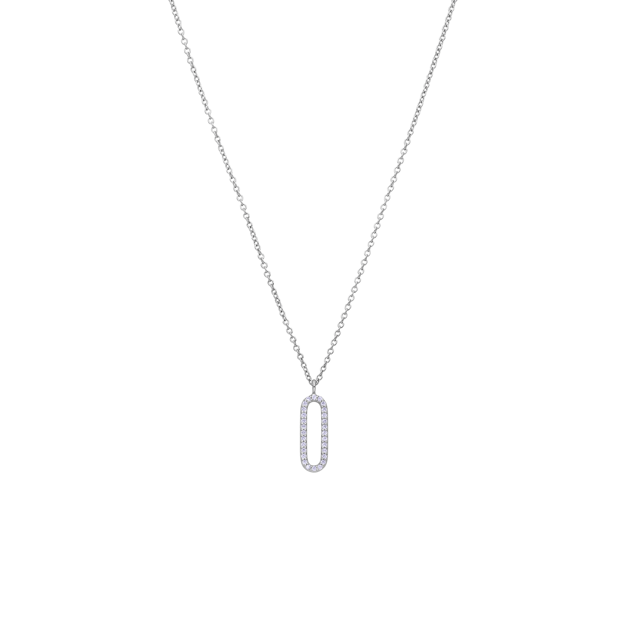 Zilveren ketting met ovaalvormige hanger zirkonia