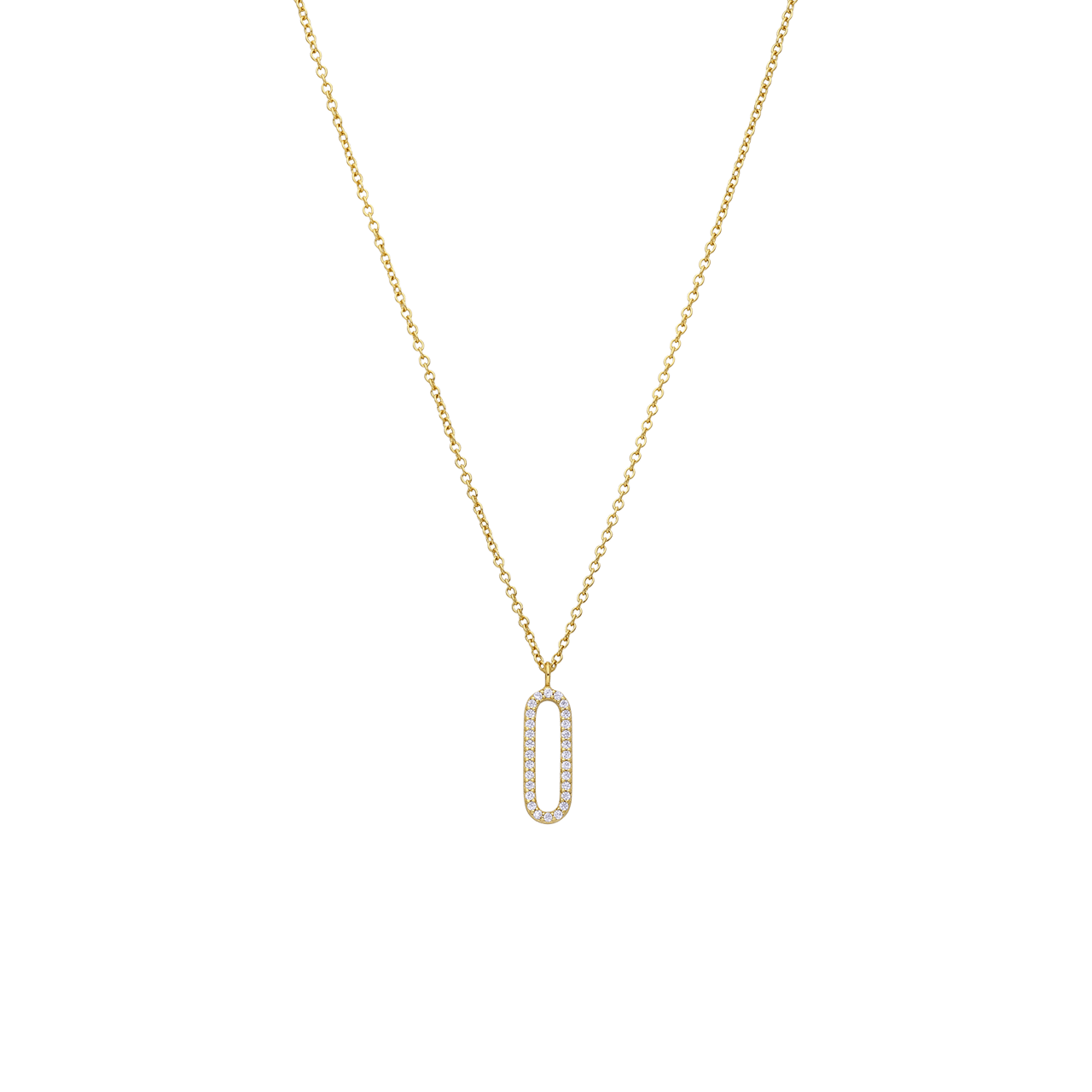 Halskette aus 925er Silber, vergoldet, mit Anhänger, oval, Zirkonia