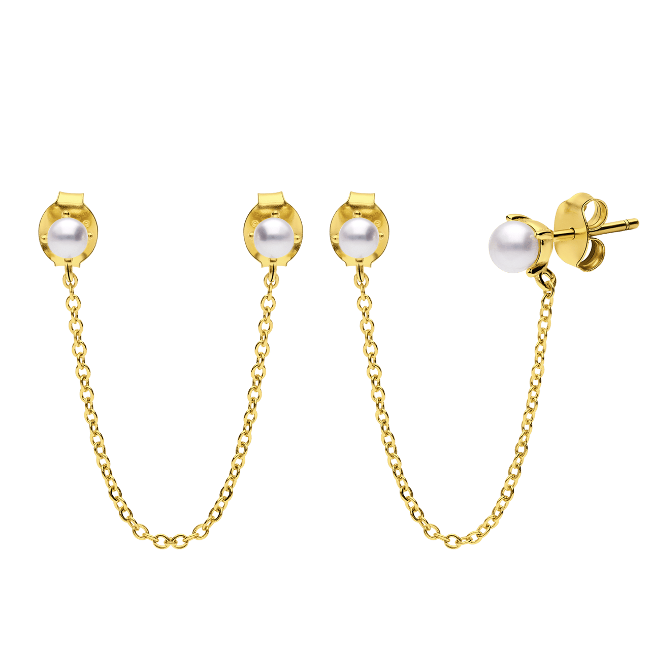 Zilveren goldplated oorknoppen met parel voor dames