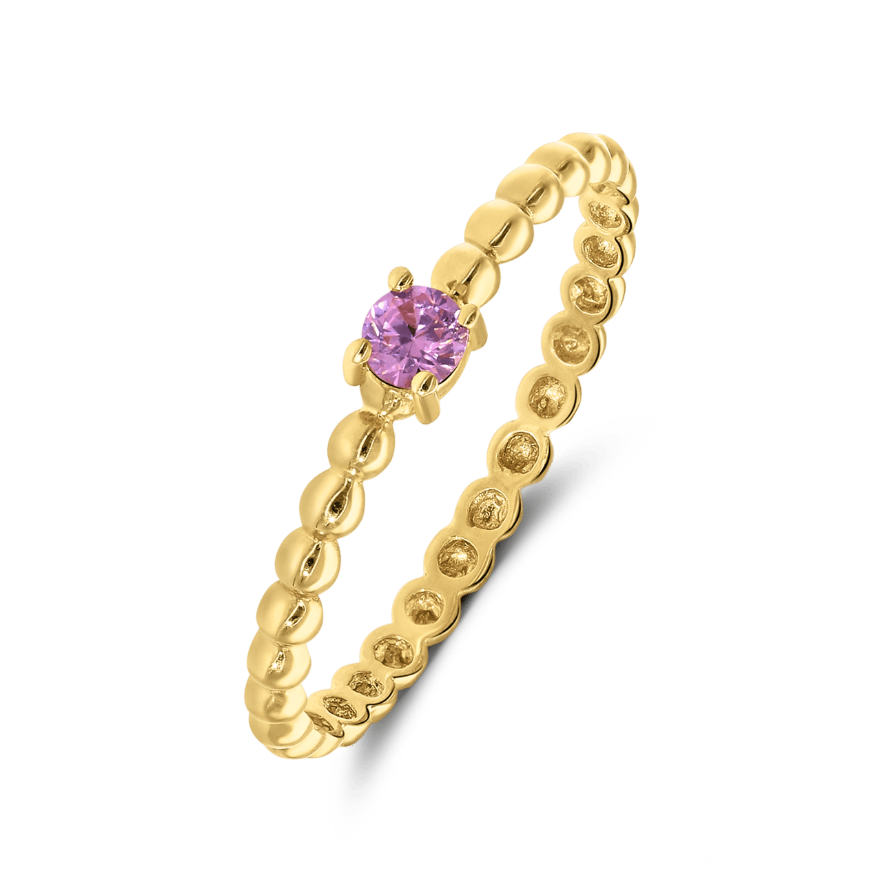 9 karaat geelgouden ring met licht roze zirkonia