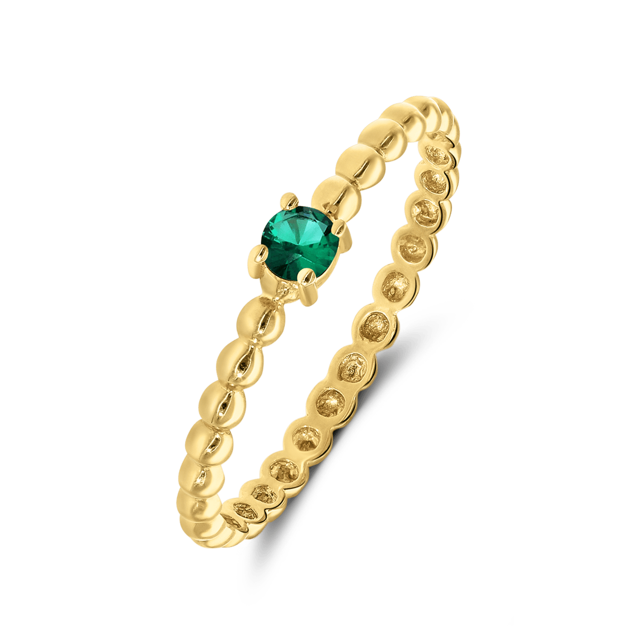 9 karaat geelgouden ring met groene zirkonia
