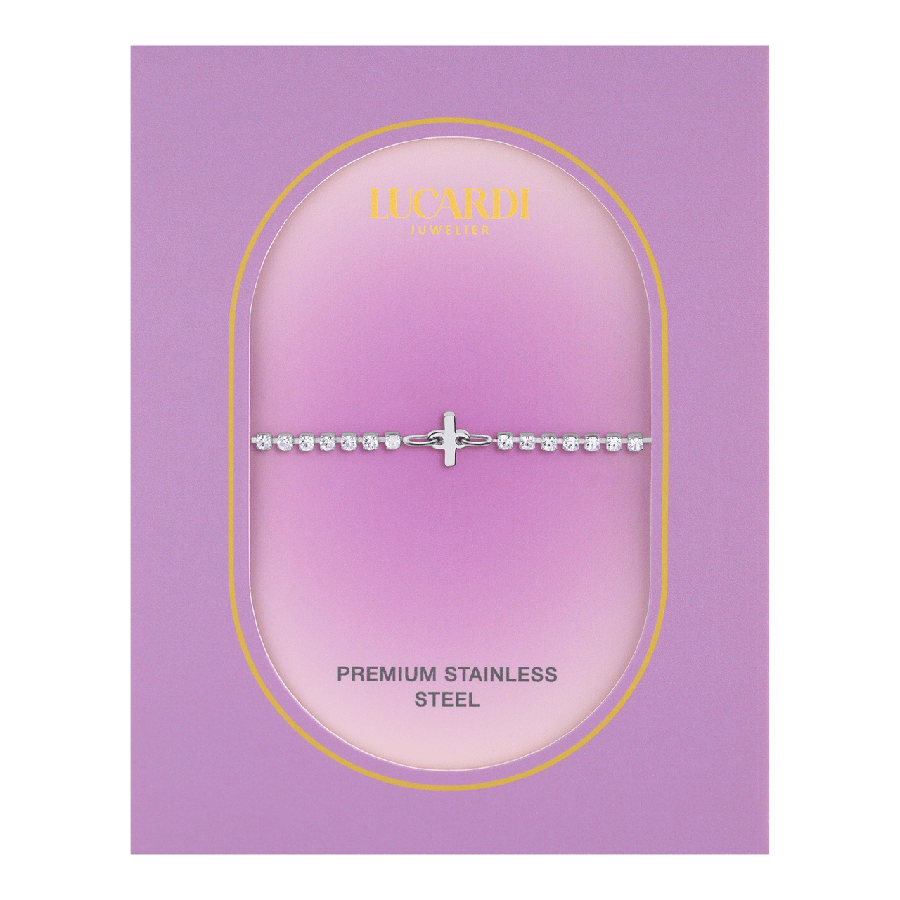 Stainless steel tennis armband wit cz letter - I