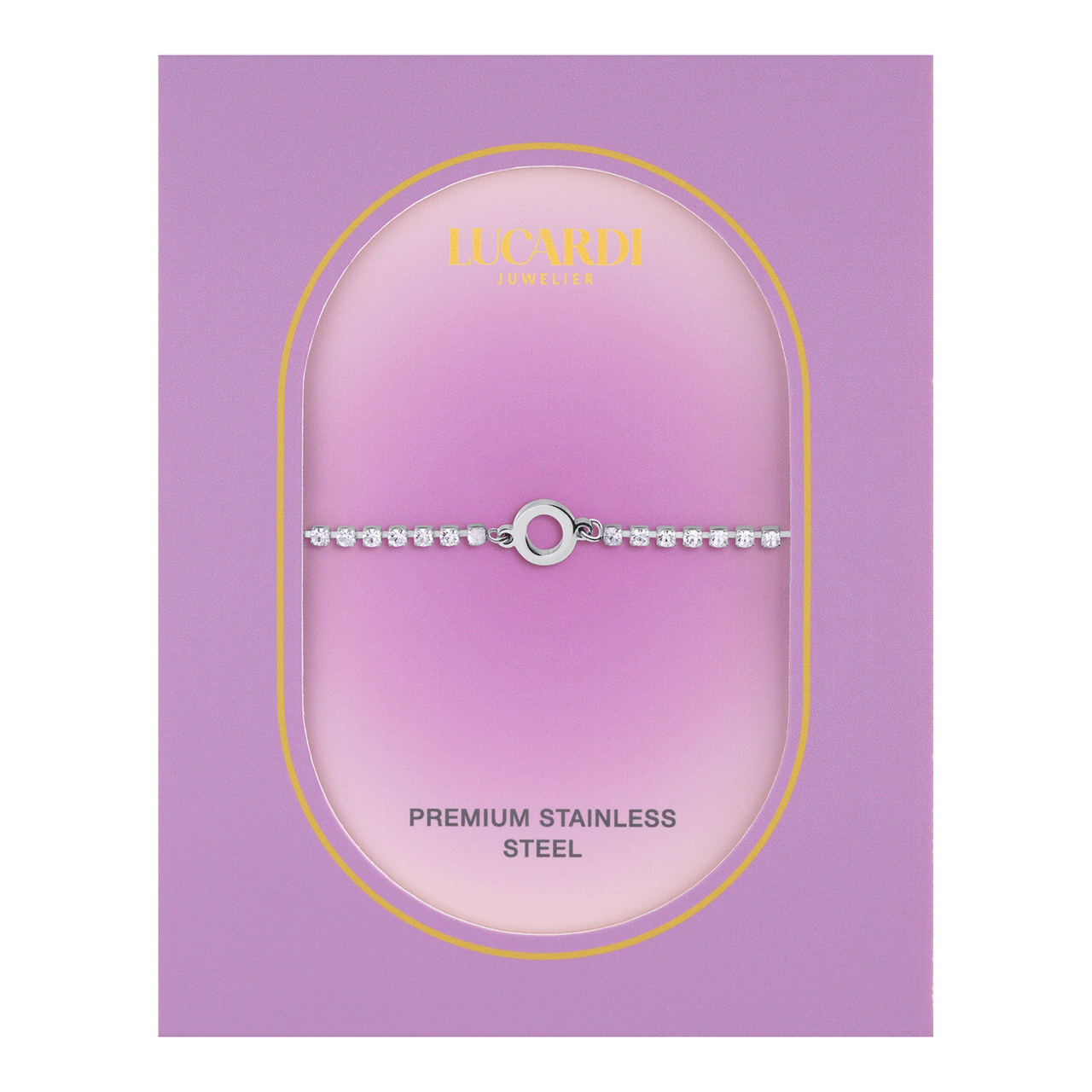 Stainless steel tennis armband wit cz letter - O