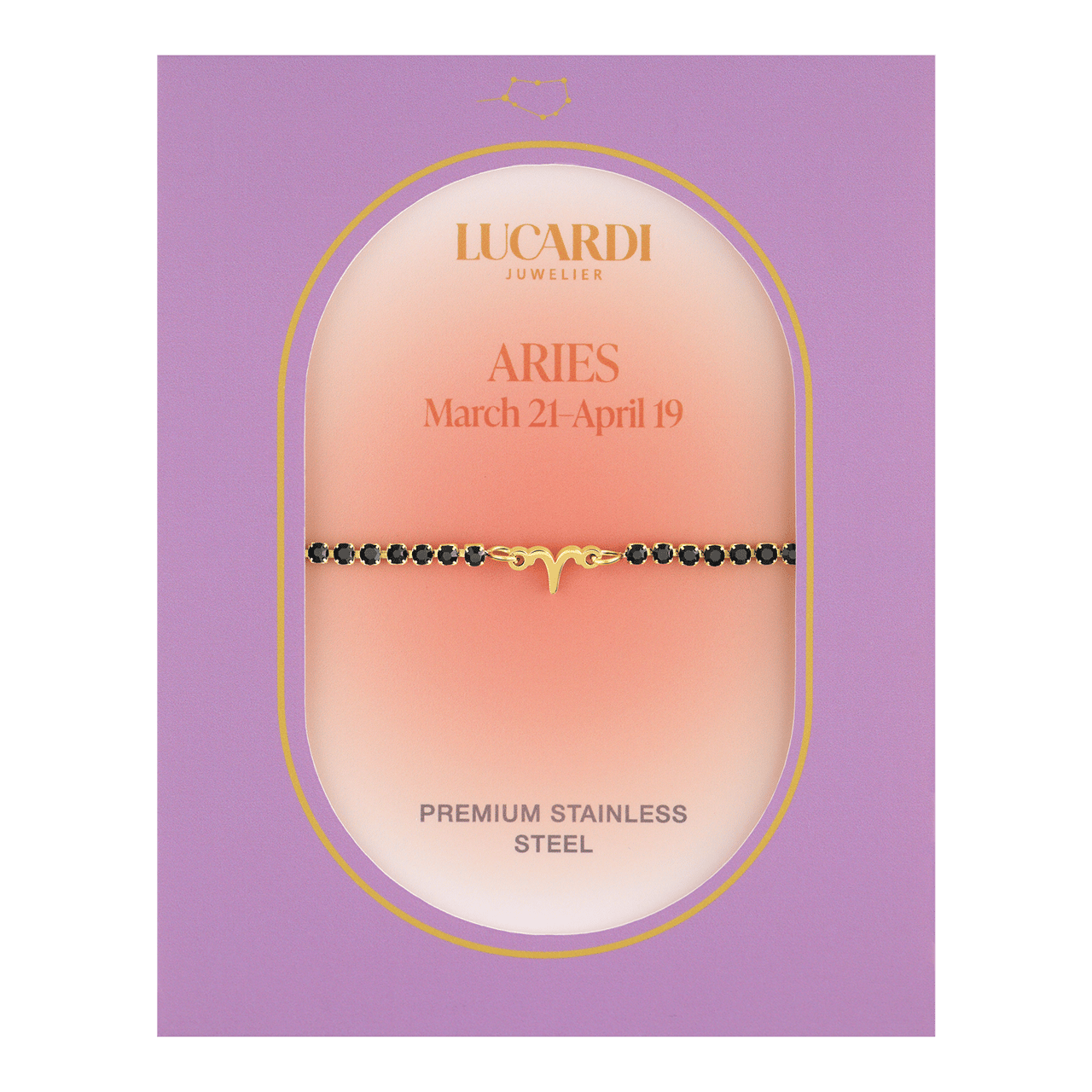 Stainless steel goldplated tennis armband Ram/Aries