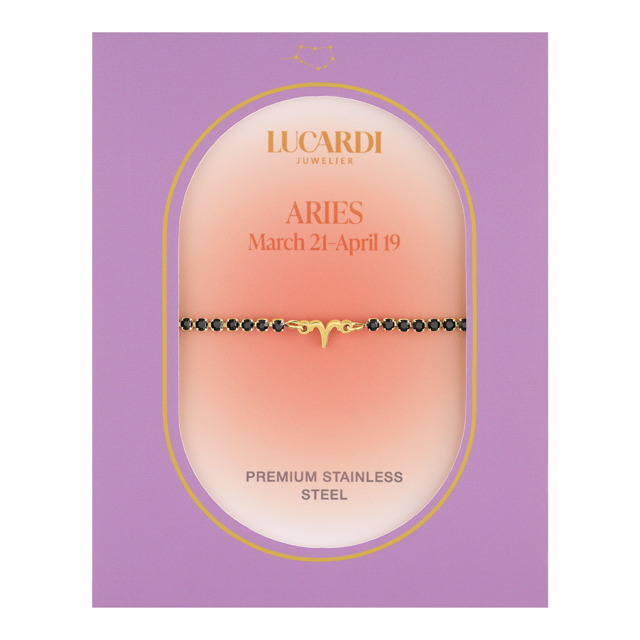 Tennisarmband aus Edelstahl, vergoldet, Widder/Aries