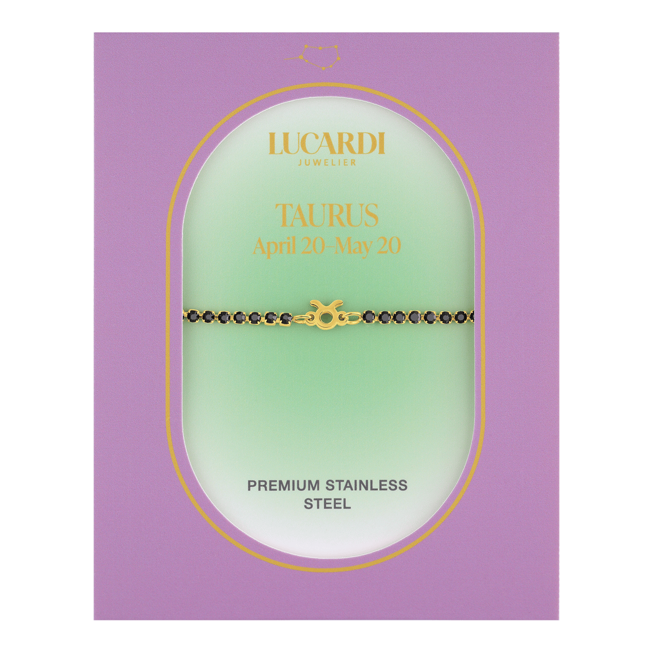 Stalen goldplated tennis armband Stier/Taurus