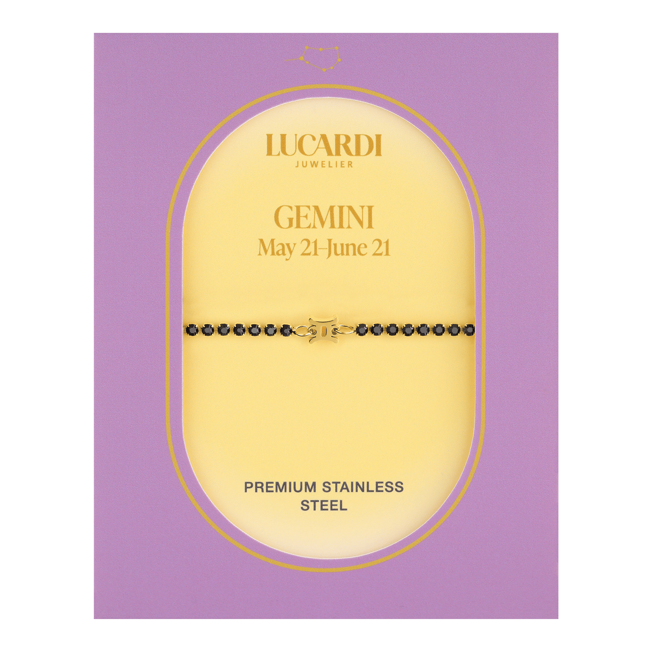 Stainless steel goldplated tennis armband Tweelingen/Gemini