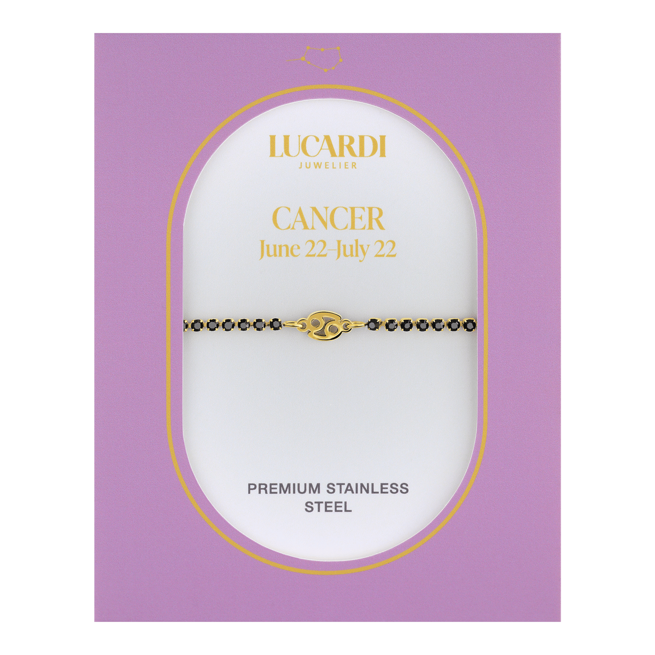 Stalen goldplated tennis armband Kreeft/Cancer