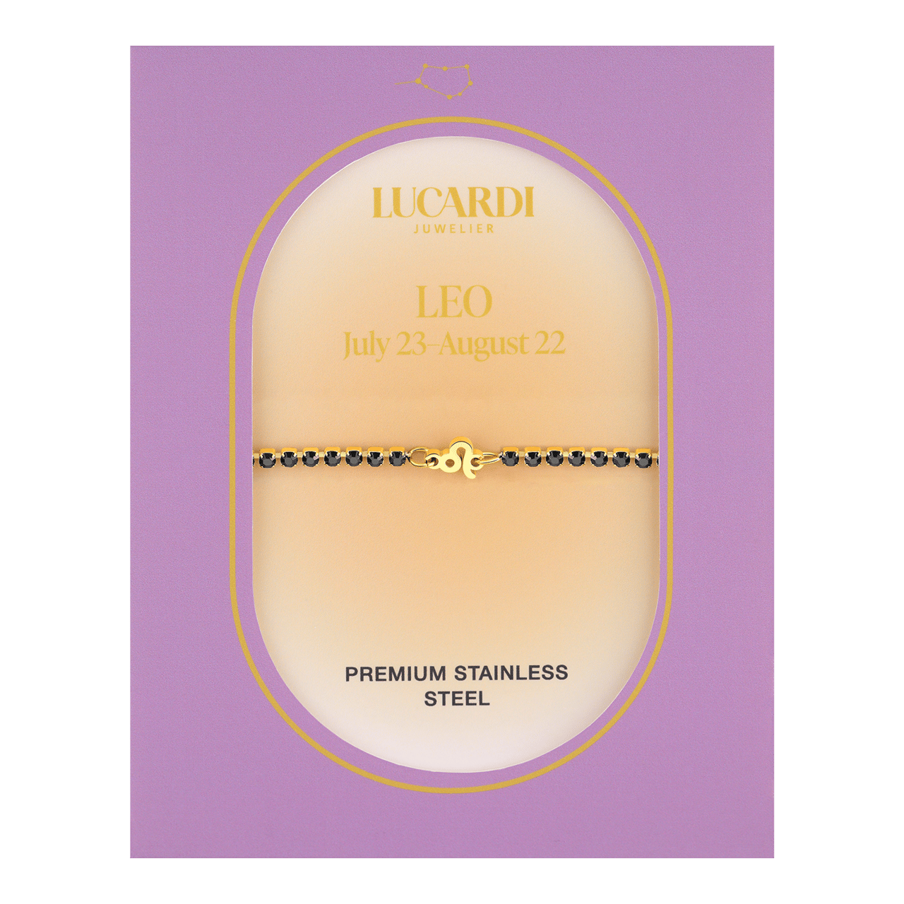 Stainless steel goldplated tennis armband Leeuw/Leo