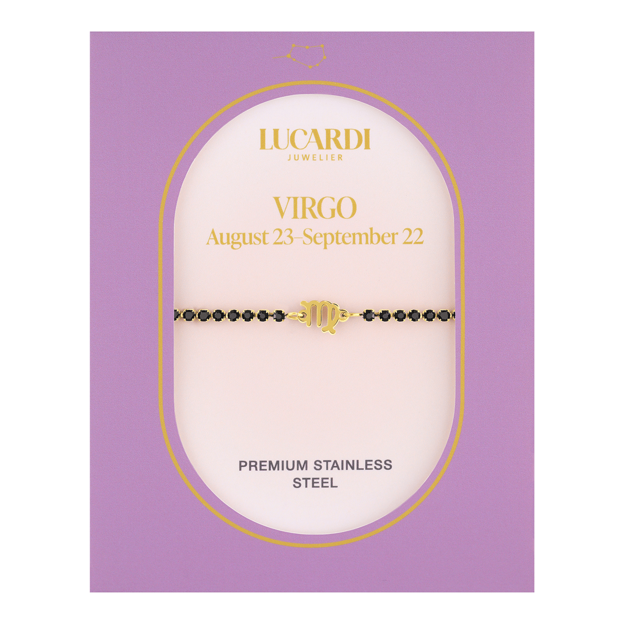 Stainless steel goldplated tennis armband Maagd/Virgio