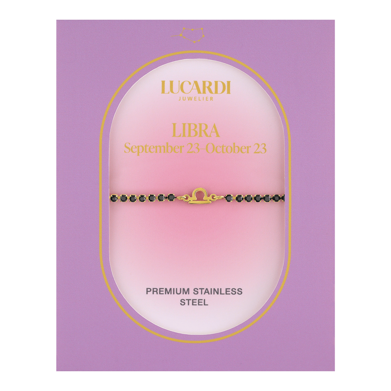 Stalen goldplated tennis armband Weegschaal/Libra