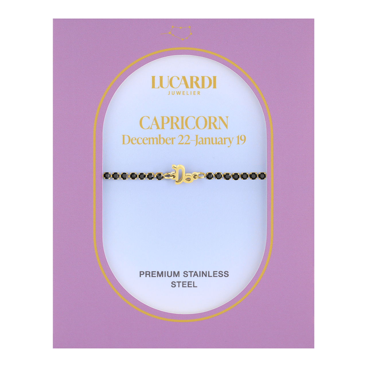 Stalen goldplated armband Steenbok/Capricorn