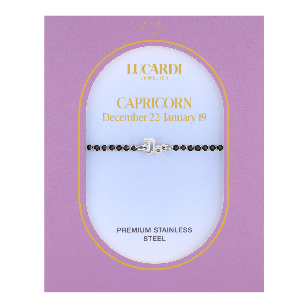 Stainless steel tennis armband Steenbok/Capricorn