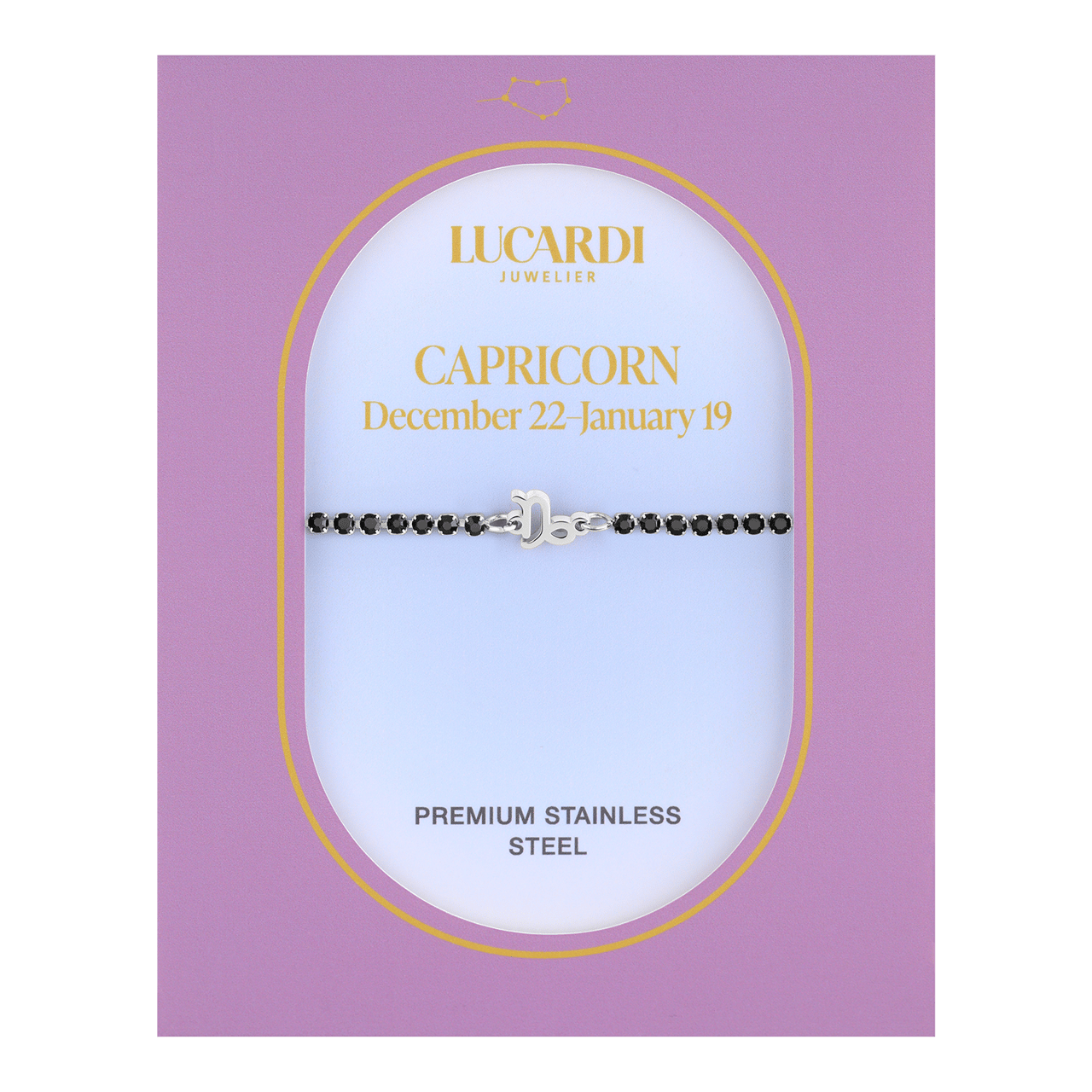 Stalen tennis armband Steenbok/Capricorn