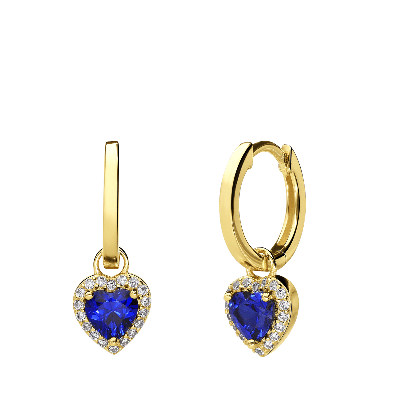Zilveren oorringen hanger hart blauw
