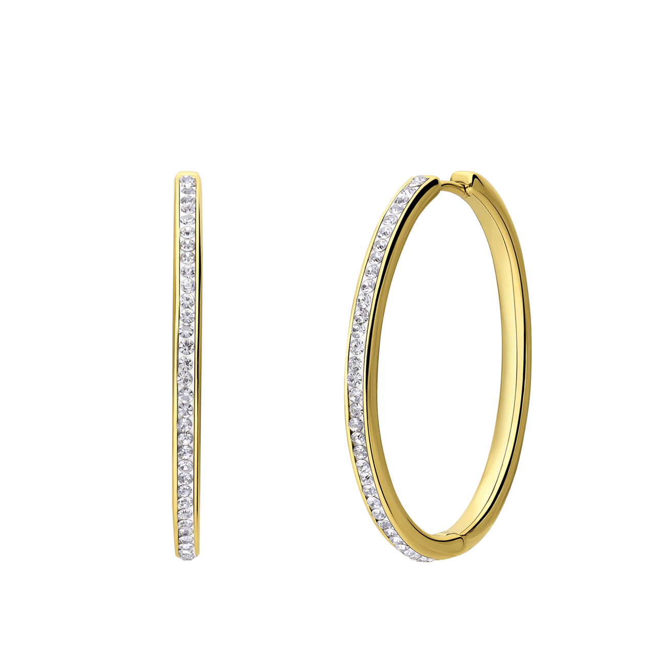 Zilveren goldplated oorringen kristal 40mm