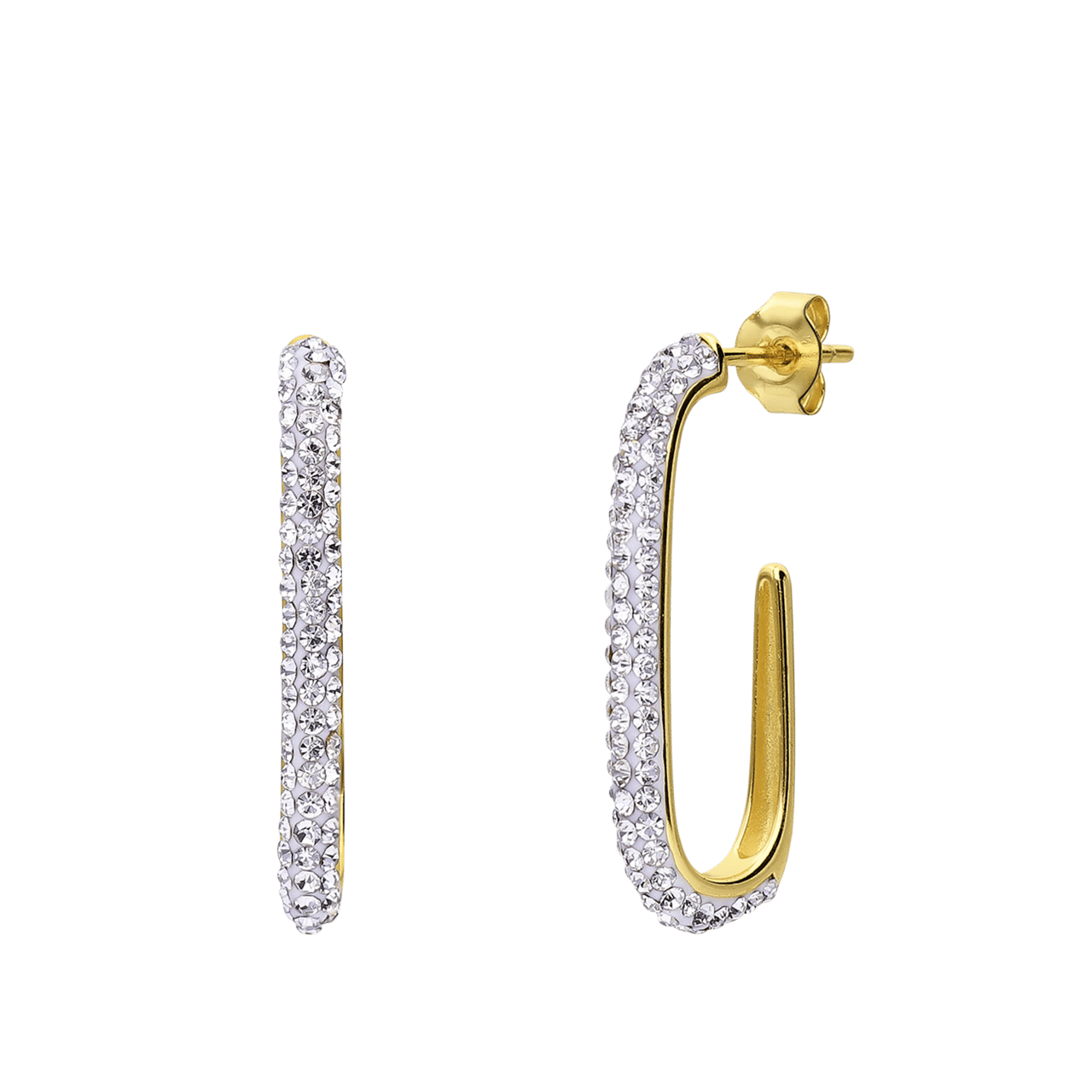 Zilveren goldplated oorhangers met kristal voor dames