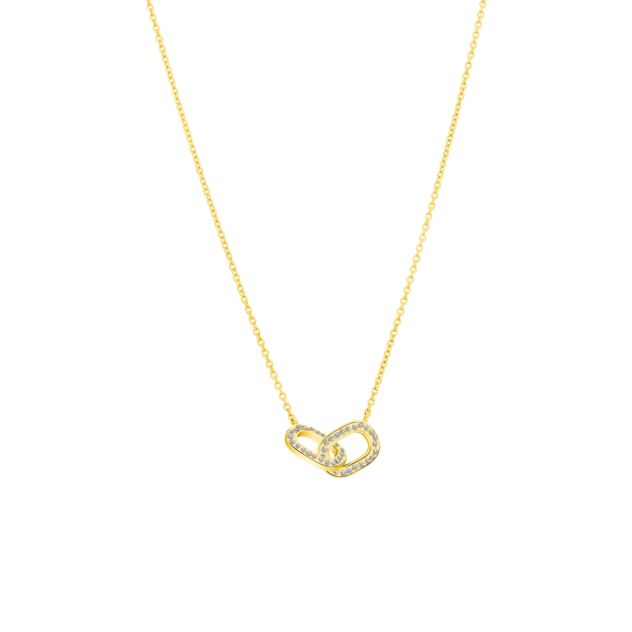 Zilveren goldplated ketting met hanger met zirkonia voor dames