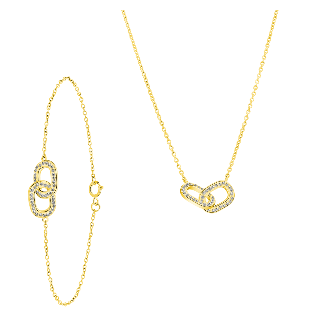 Silbernes vergoldet Schmuck-Set ovales Design Zirkonia