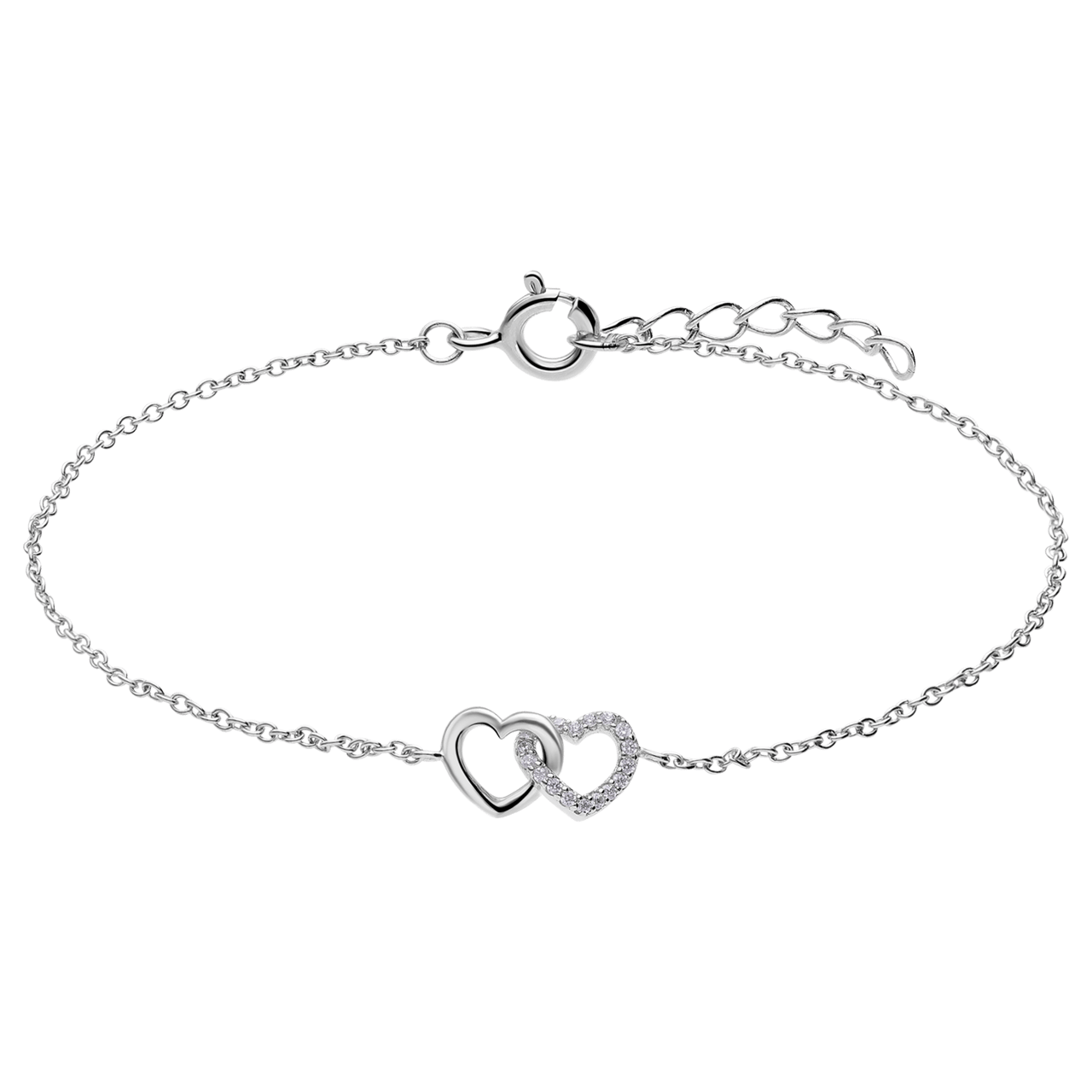 Armband aus 925 Silber, kleine Herzen, Zirkonia