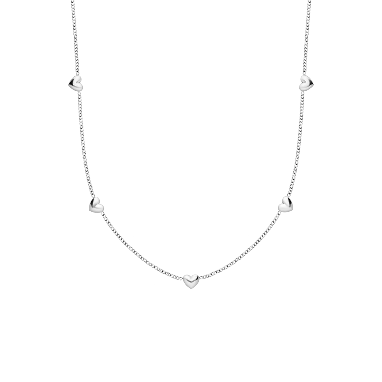 Stainless steel ketting met 7 hartjes