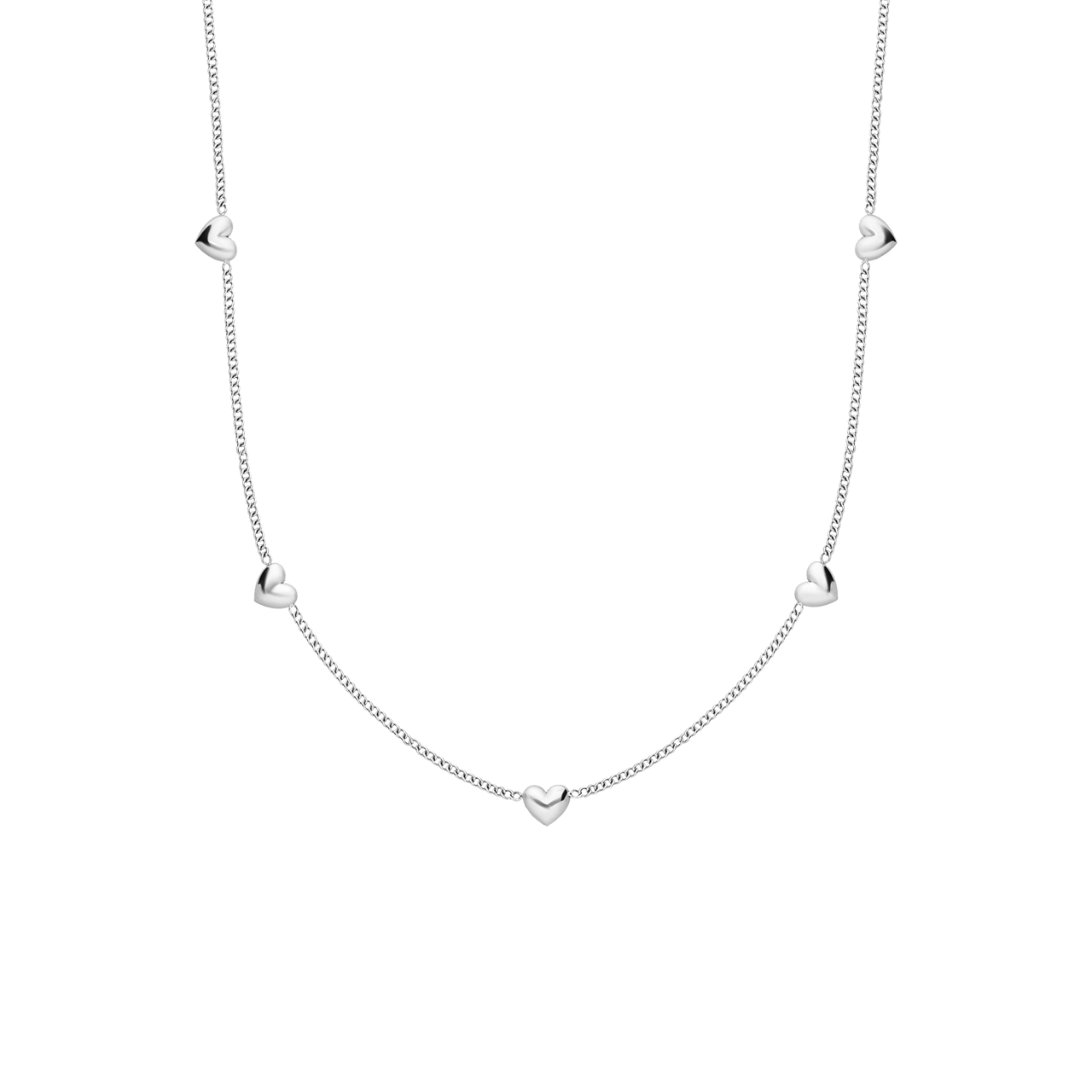 Stalen ketting met 7 hartjes