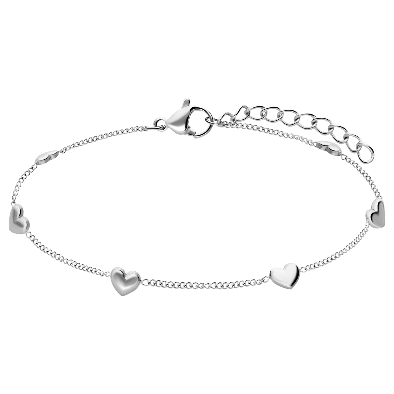 Stalen armband met 6 hartjes
