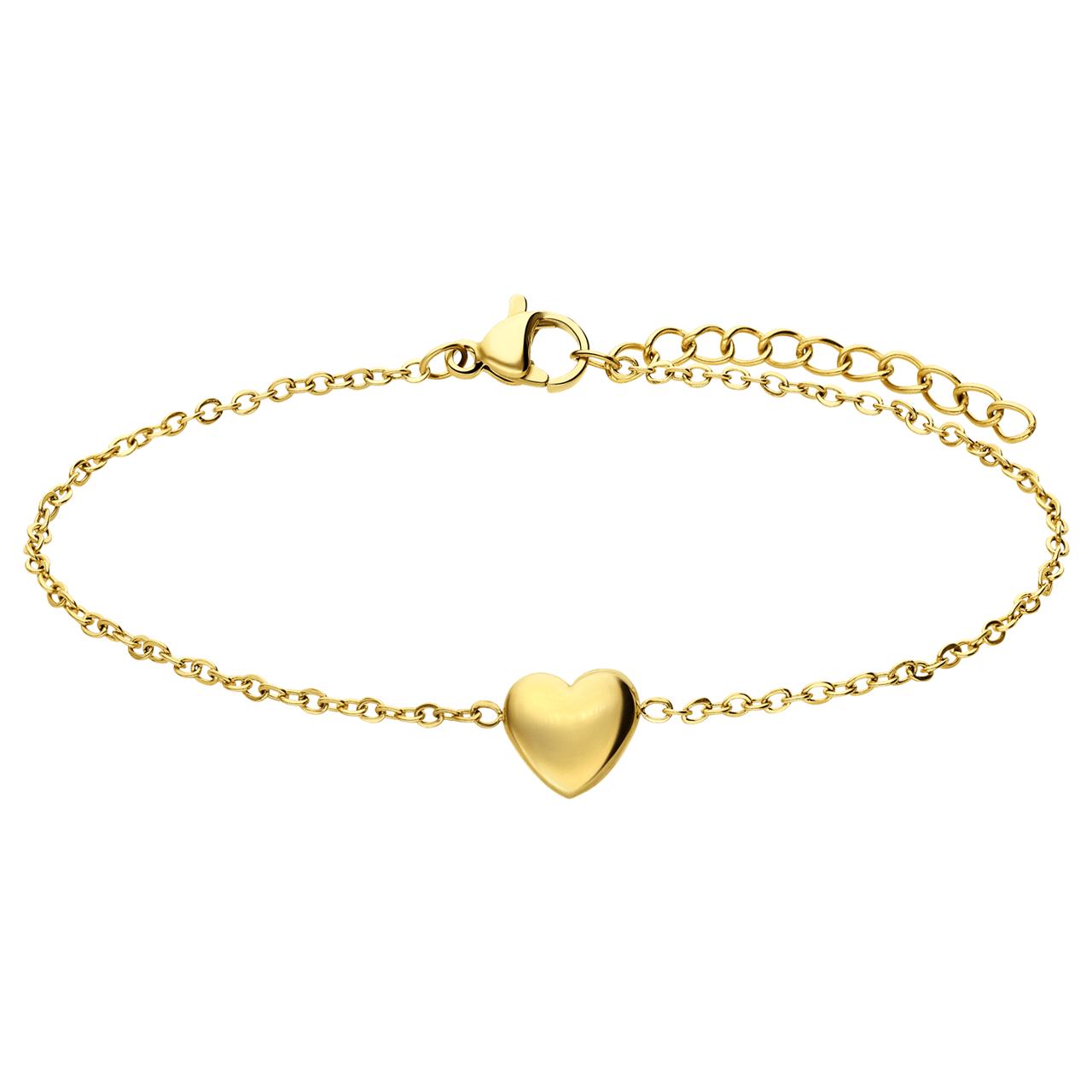 Stalen goldplated fantasiearmband met hanger hart voor dames