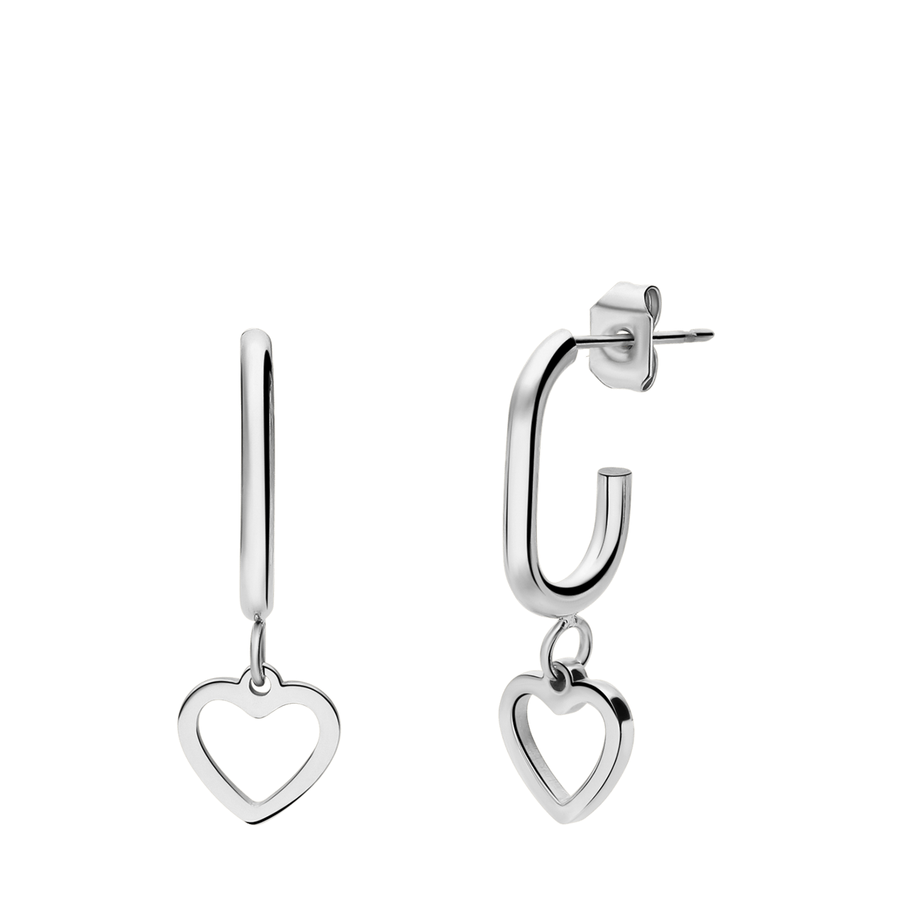 Stainless steel oorhangers met open hart