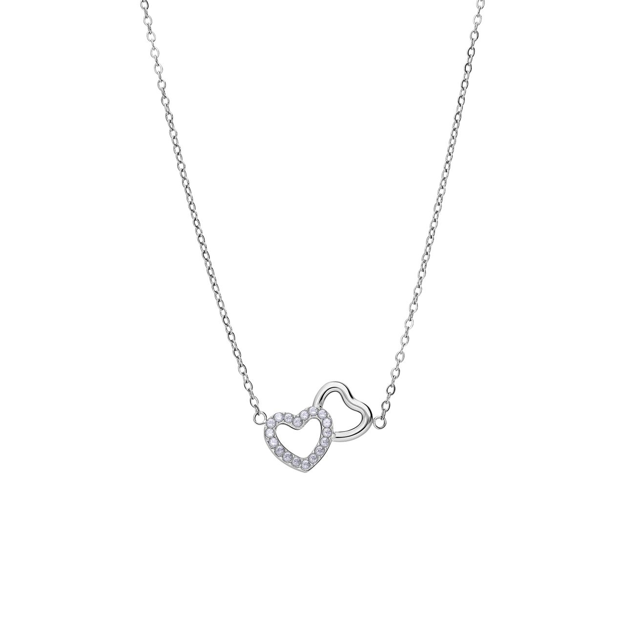 Stalen ketting met open hart zirkonia