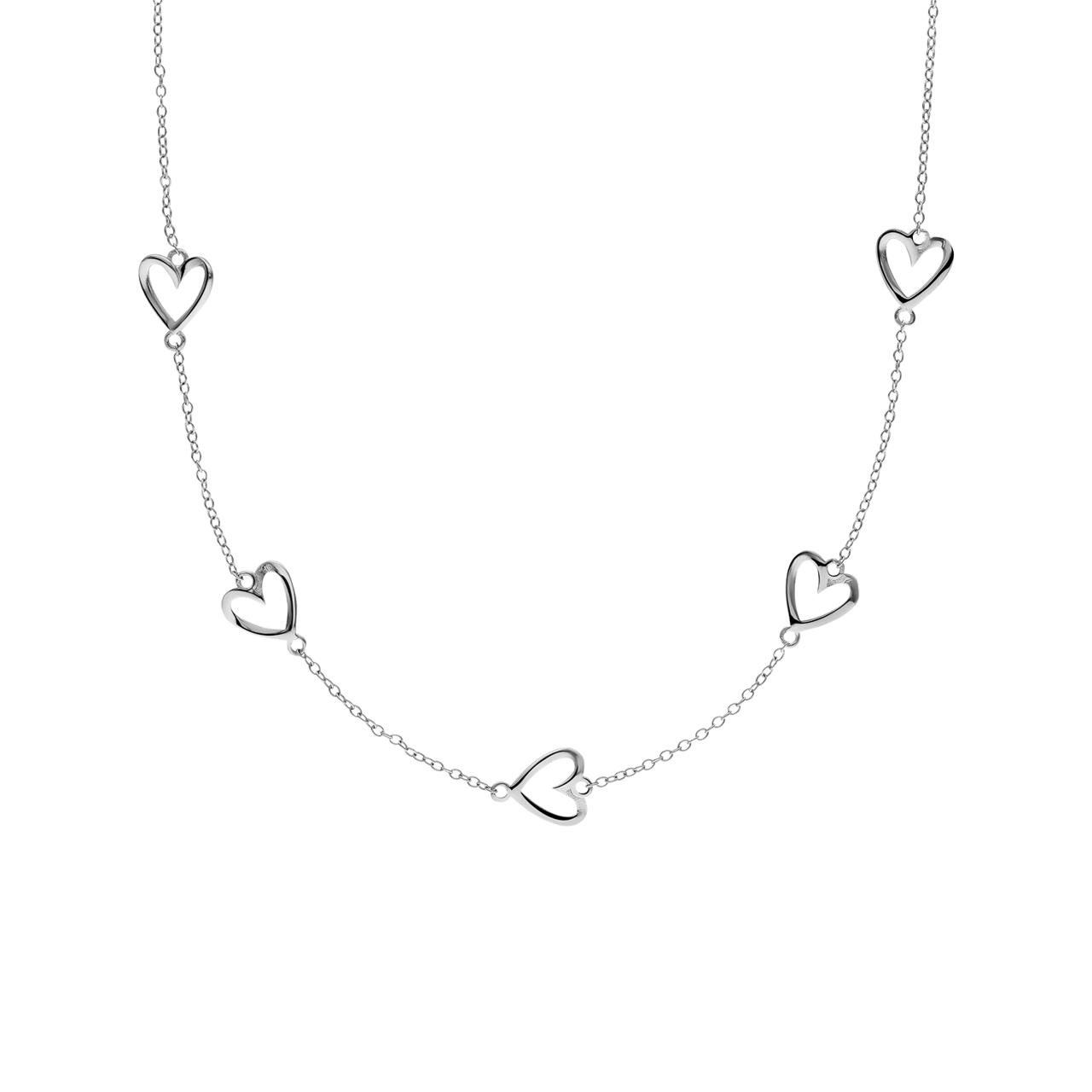 Halskette aus 925 Silber mit Herz-Anhängern
