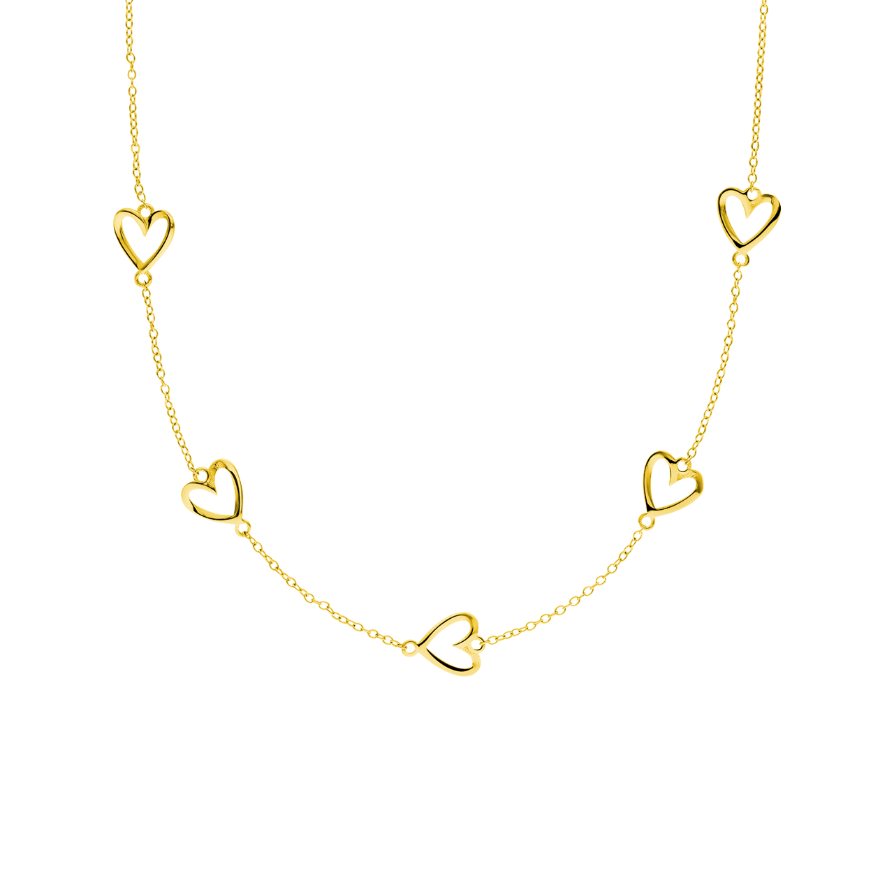 Zilveren goldplated ketting met hanger hart voor dames
