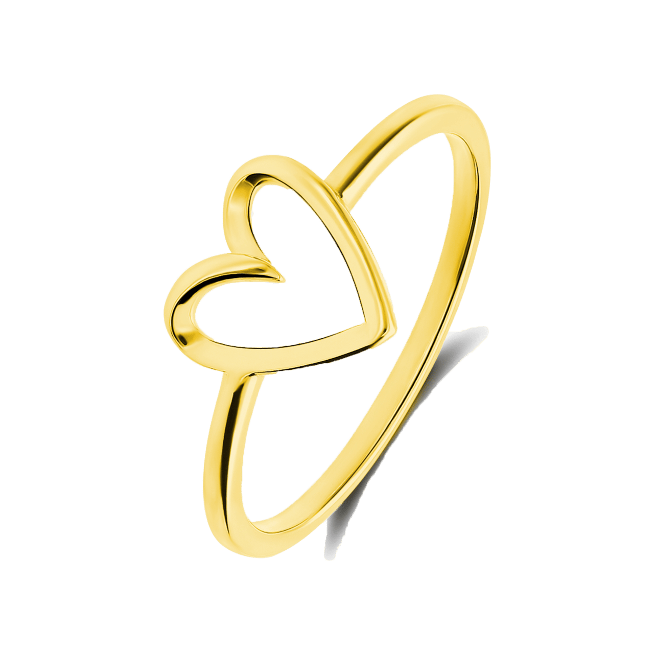 Zilveren goldplated ring hart voor dames