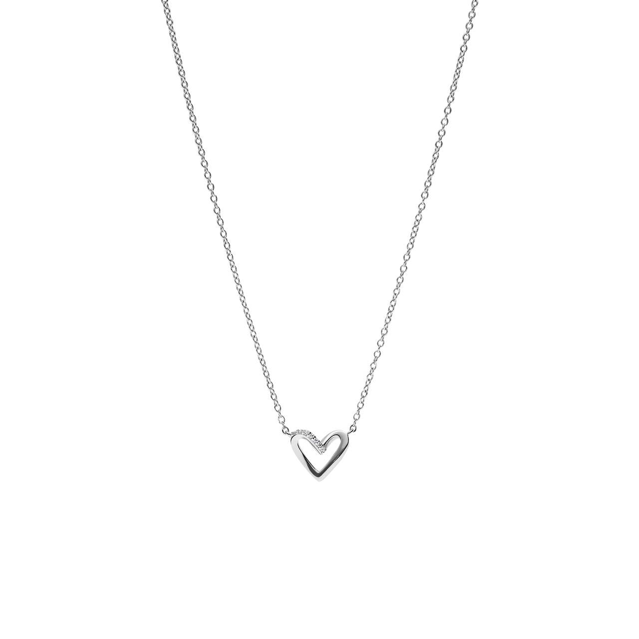 Halskette aus 925 Silber mit Herzanhänger, Zirkonia