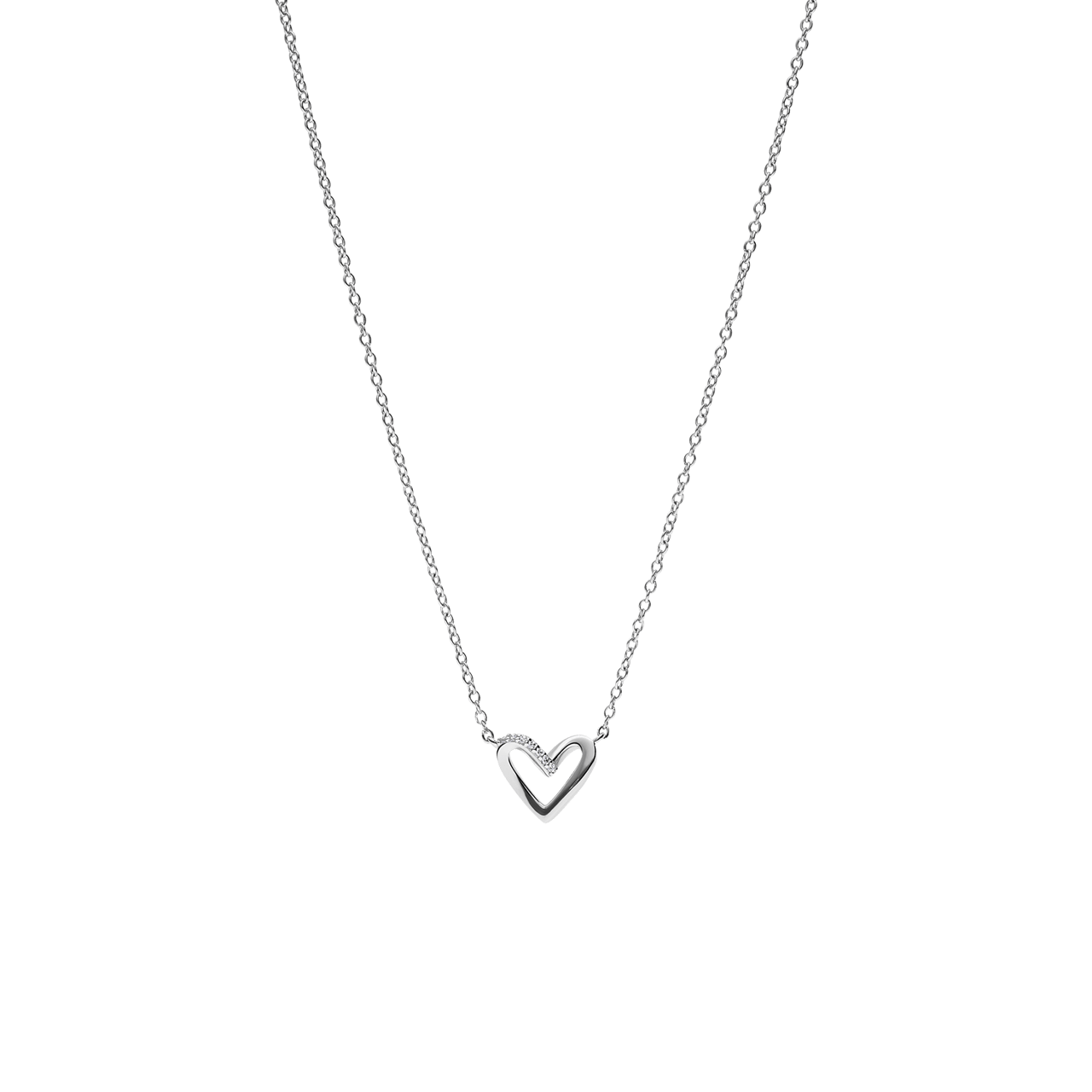 Zilveren ketting met hanger hart zirkonia