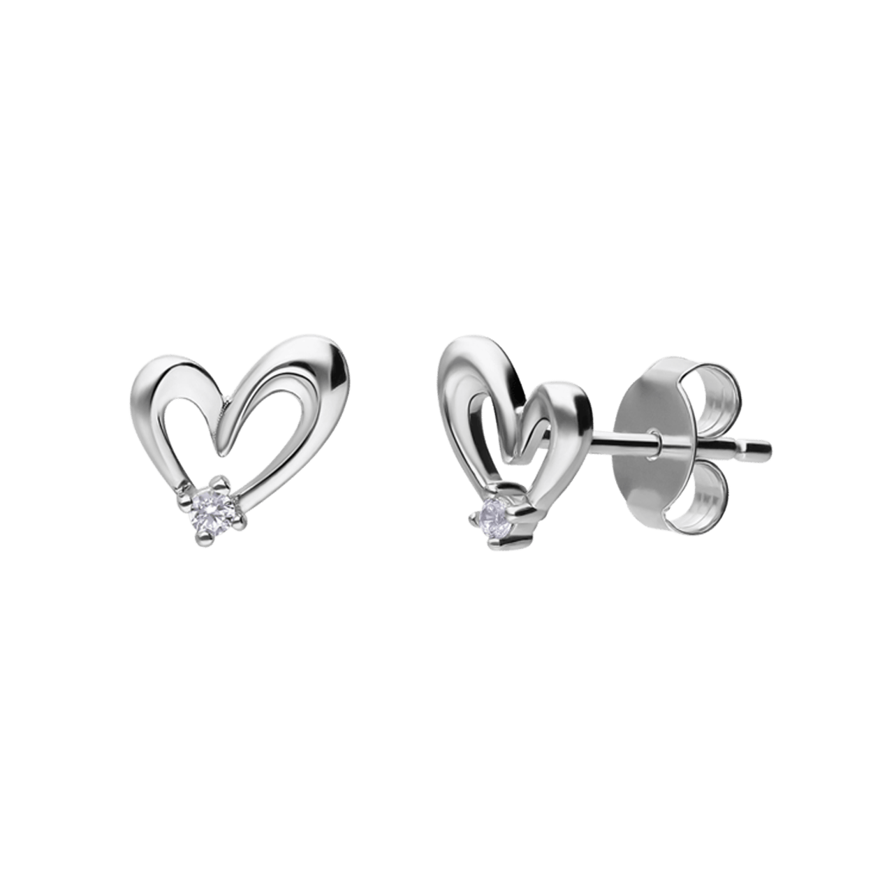 Ohrstecker, 925 Silber, Herz, Zirkonia
