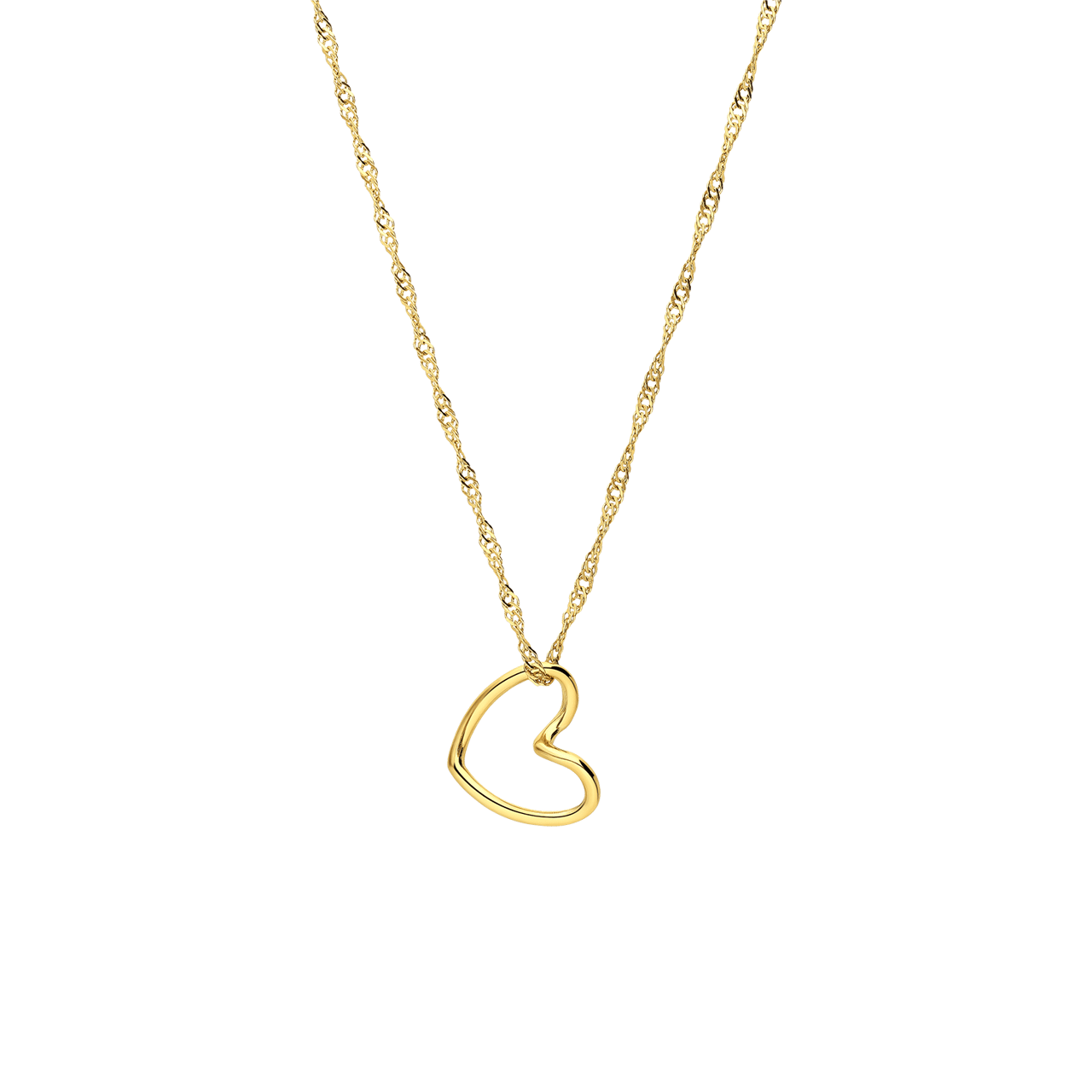 Stainless steel goldplated ketting met hart in box